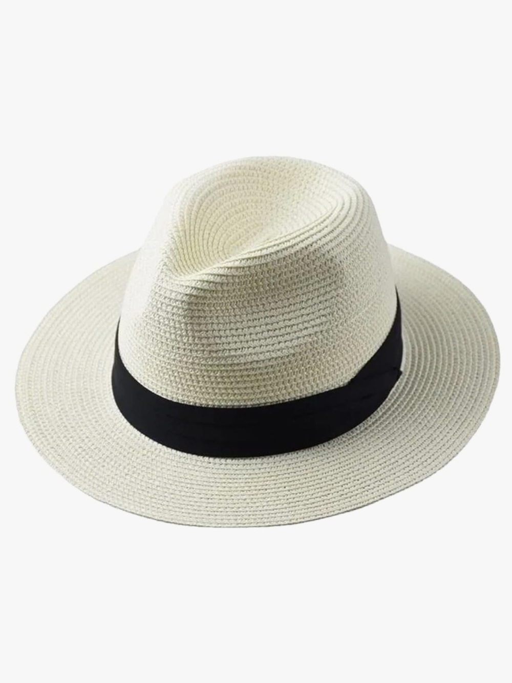Amazon Cream Straw Fedora Hat with Black Band